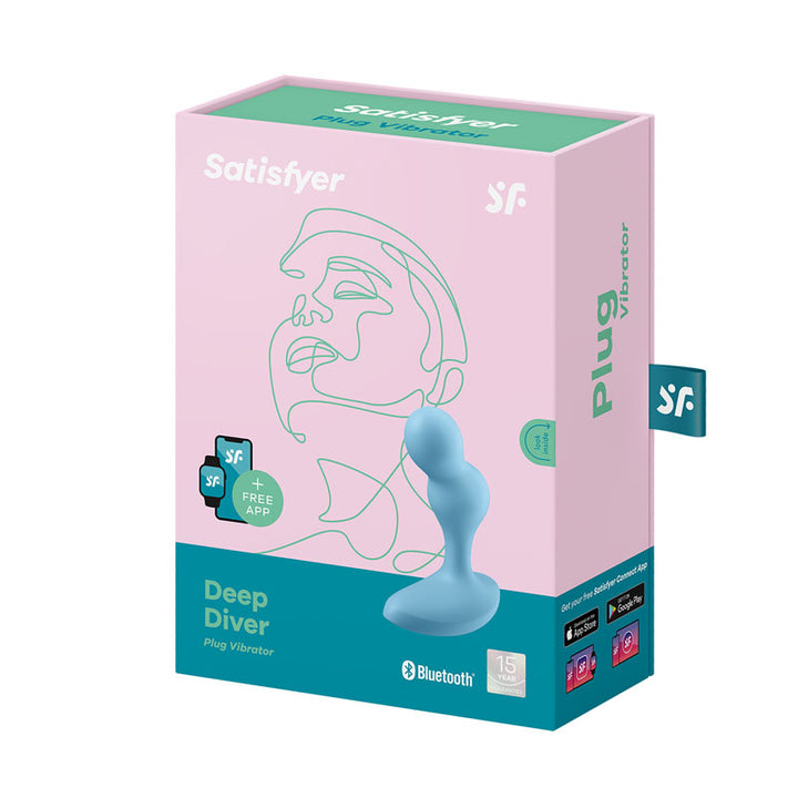 Satisfyer Deep Diver Vibrating Anal Plug with App Control - Light Blue