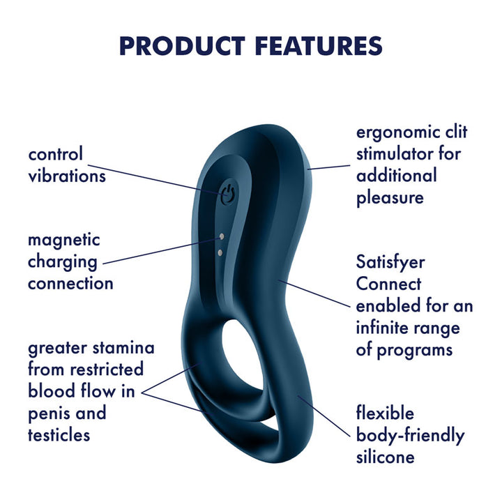 Satisfyer Epic Duo - Navy Blue - Cock & Balls Ring with App Control