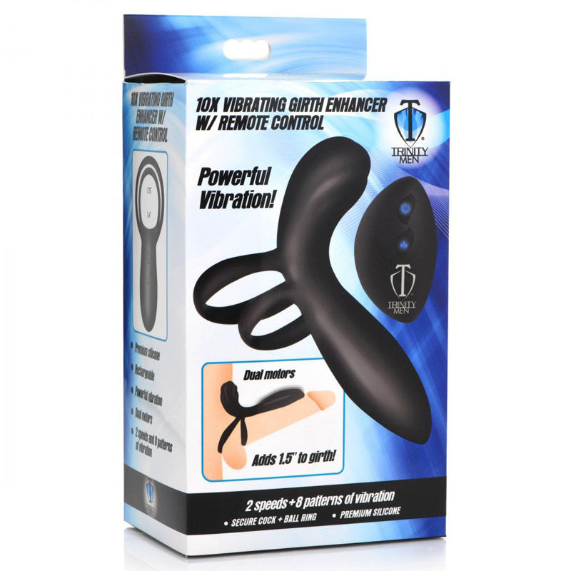 Trinity Vibrating Girth Enhancer Penis Sleeve with RemoteControl  - Black