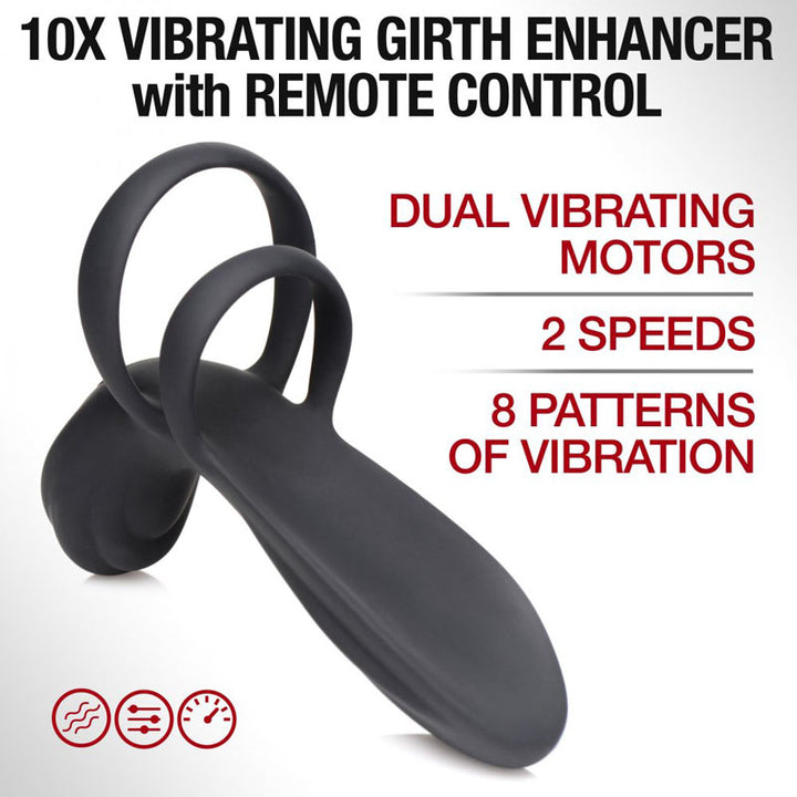 Trinity Vibrating Girth Enhancer Penis Sleeve with RemoteControl  - Black