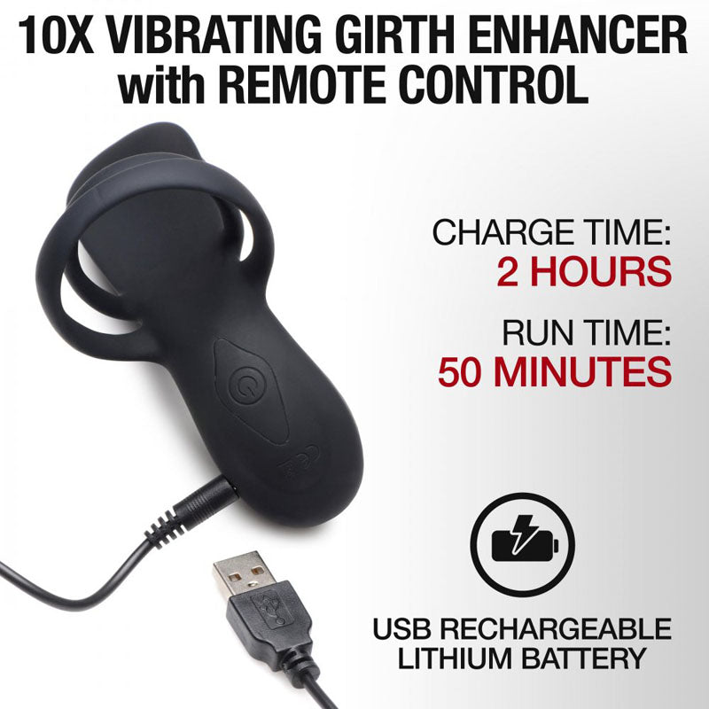 Trinity Vibrating Girth Enhancer Penis Sleeve with RemoteControl  - Black