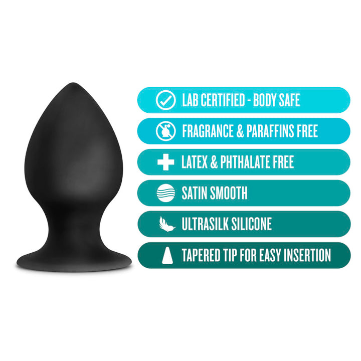 Anal Adventures Platinum Medium Black Stout Butt Plug