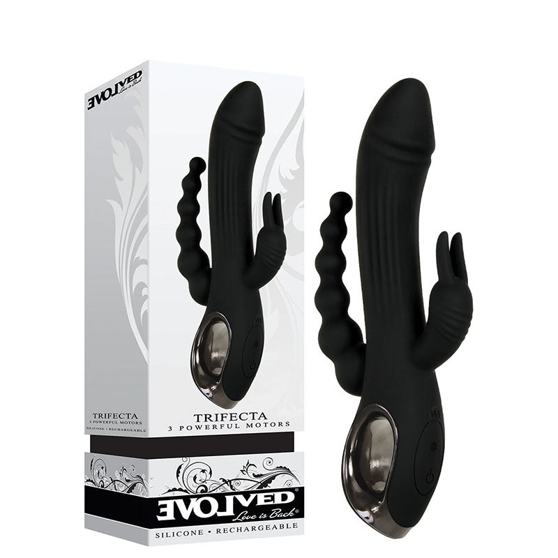 Evolved Trifecta Rabbit Vibrator with Anal Stim - Black