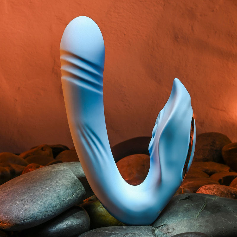 Evolved Tap & Thrust Dual Vibrator - Blue