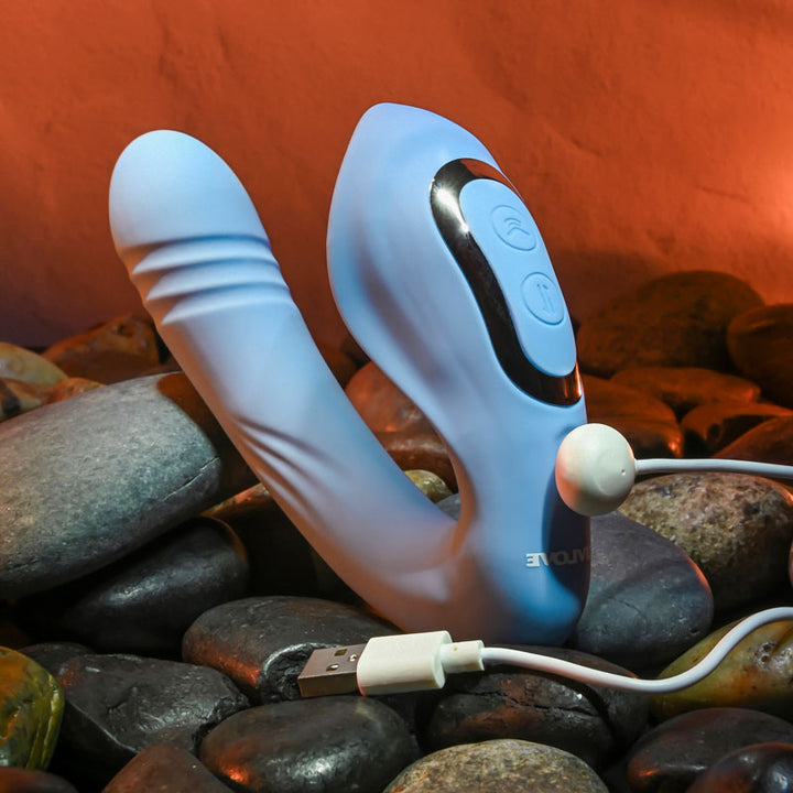 Evolved Tap & Thrust Dual Vibrator - Blue
