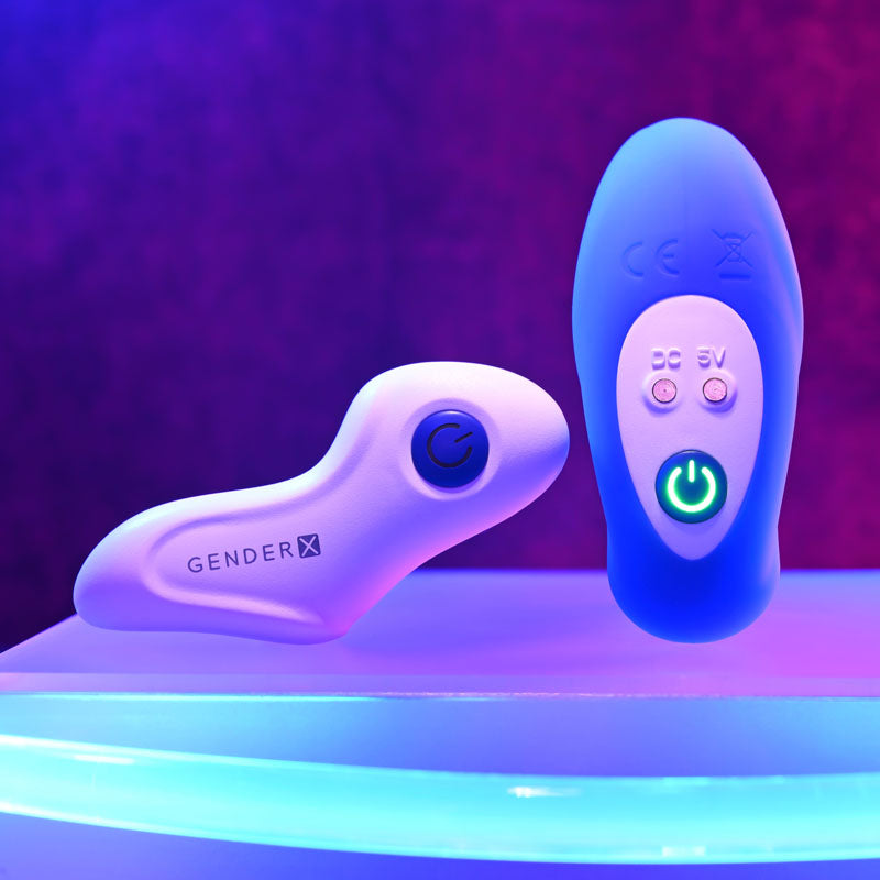 Gender X Beaded Pleasure Vibrating Anal Beads with Remote Control - Blue