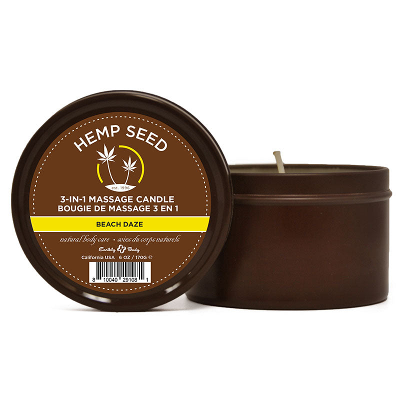 Earthly Body Hemp Seed 3-In-1 Massage Candle - Beach Daze Scent