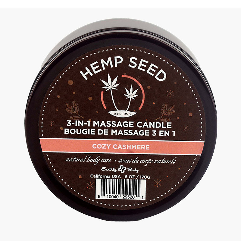 Earthly Body Hemp Seed 3-In-1 Massage Candle - Cozy Cashmere Scent