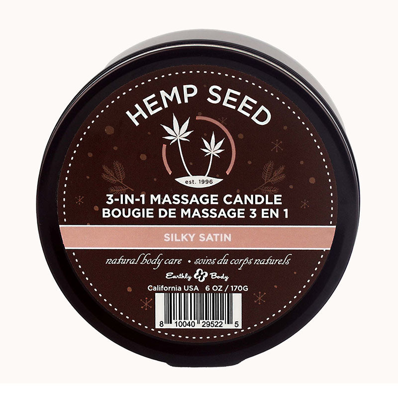 Earthly Body Hemp Seed 3-In-1 Massage Candle - Silky Satin Scent