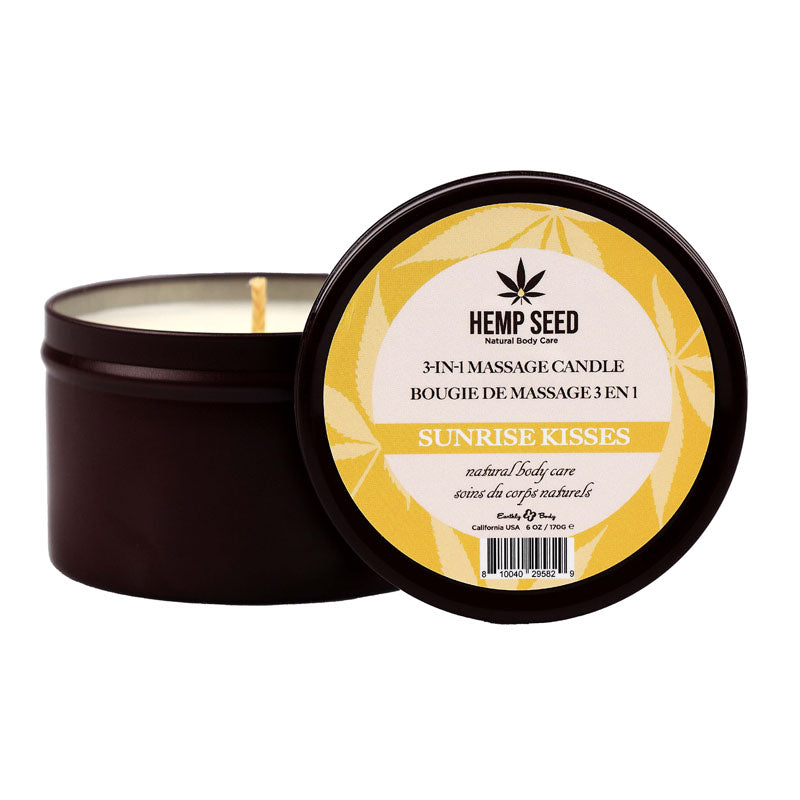 Earthly Body Hemp Seed 3-In-1 Massage Candle - Sunrise Kisses Scent