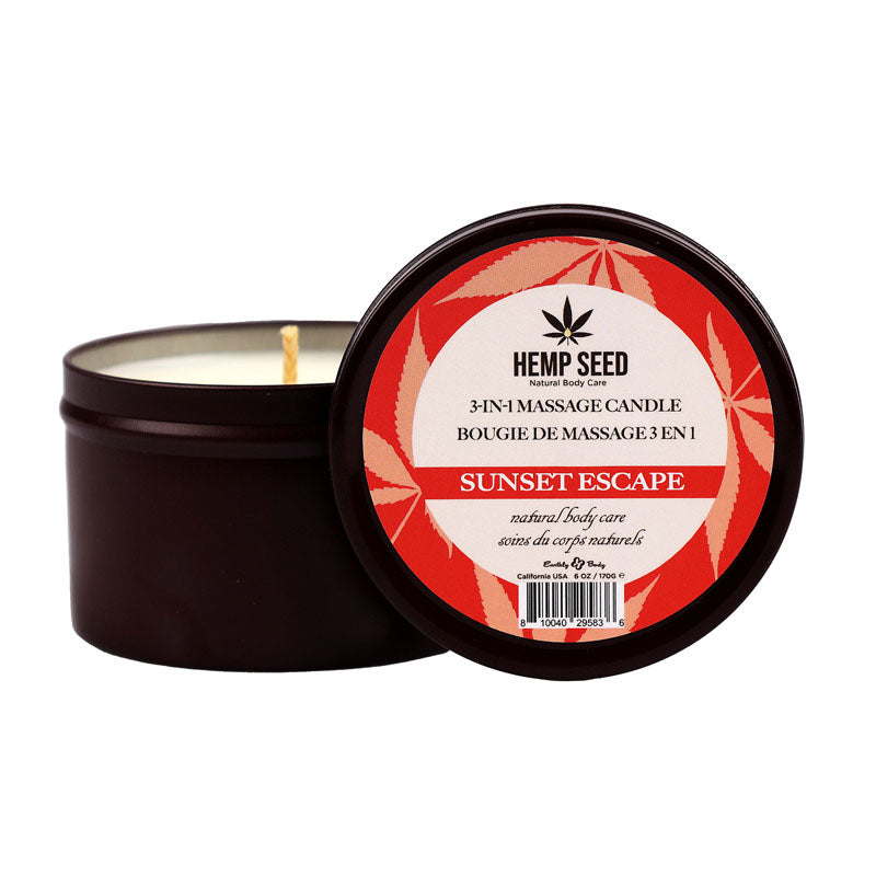 Earthly Body Hemp Seed 3-In-1 Massage Candle - Sunset Escape Scent