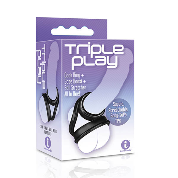 9's Triple Black Cock Ring & Balls