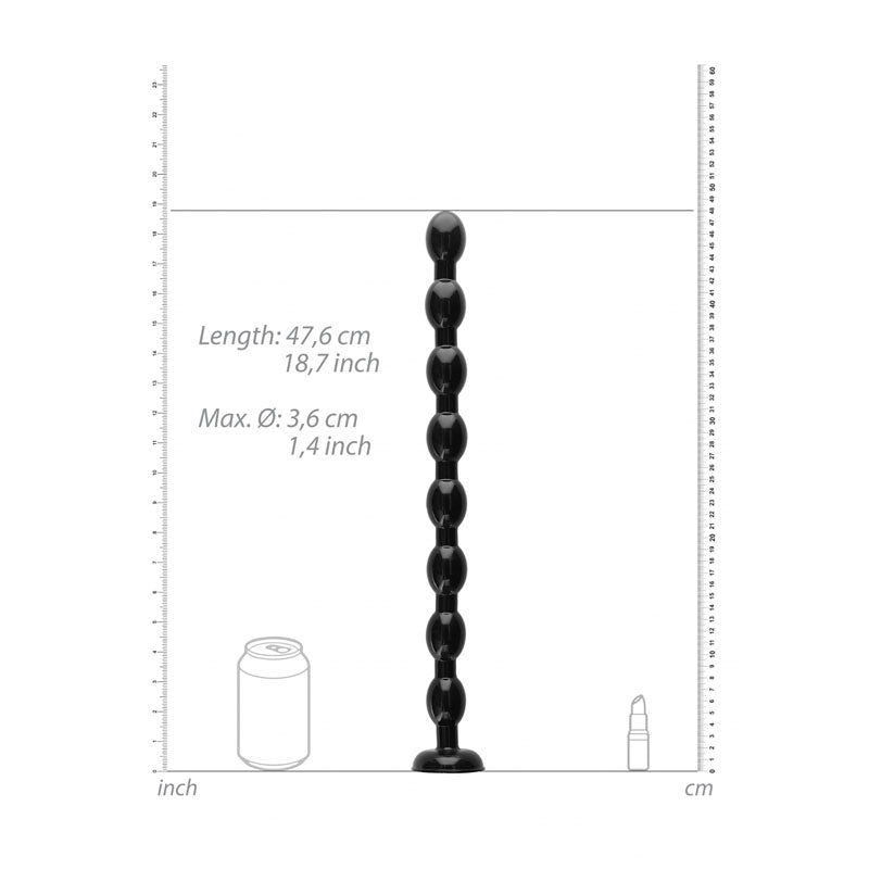 Ouch! Ass Snake Beaded 19 Inch Black Dildo