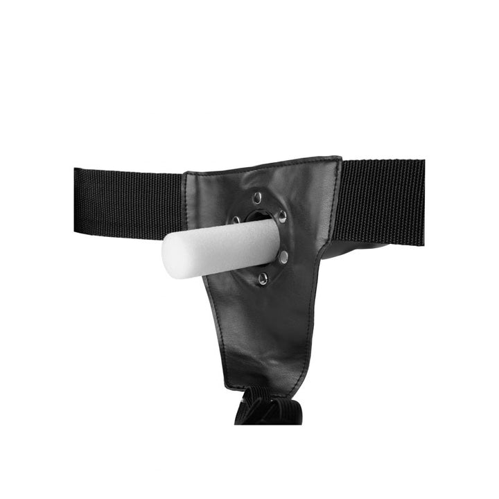 Ouch! Textured Curved 8 Inch Hollow Strap-On - Gunmetal Grey