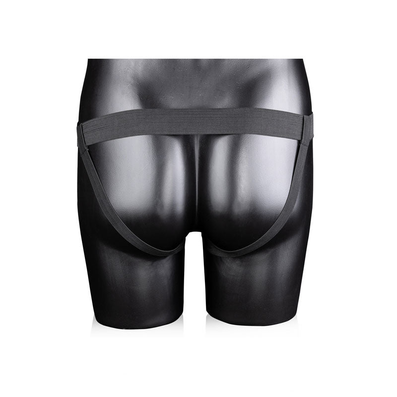 Ouch! Textured Curved 8 Inch Hollow Strap-On - Gunmetal Grey