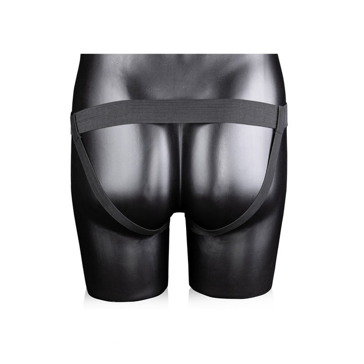 Ouch! Textured Curved 8 Inch Hollow Strap-On - Gunmetal Grey