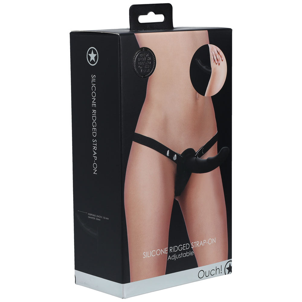 Ouch! Silicone Ridged Strap-On - Black – Sex Toys Erotica