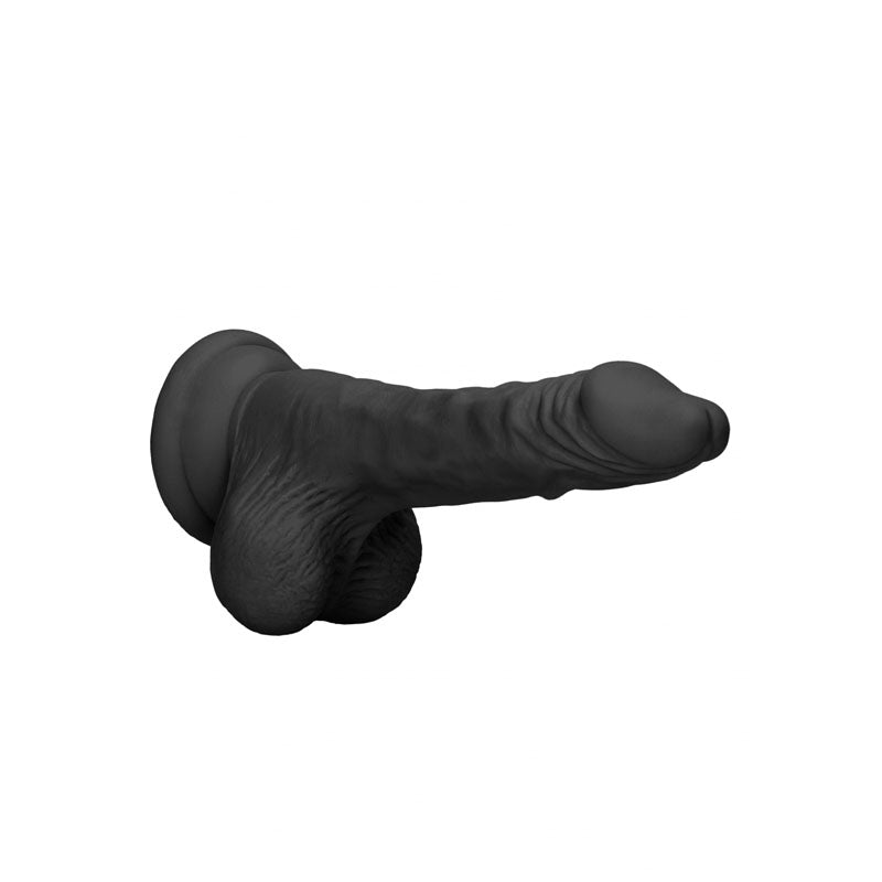 RealRock 7 Inch Black Realistic Dildo with Balls