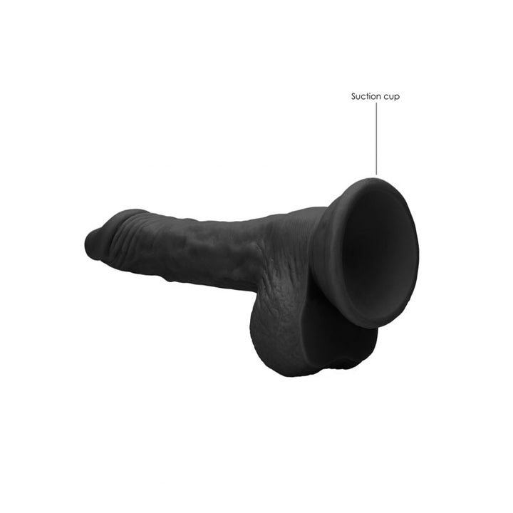 RealRock 7 Inch Black Realistic Dildo with Balls