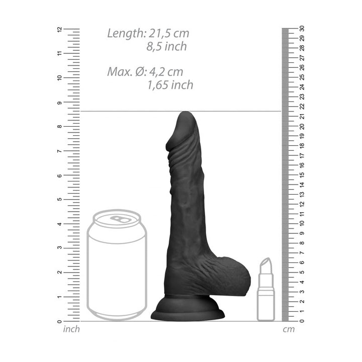 RealRock 8 Inch Black Realistic Dong with Balls