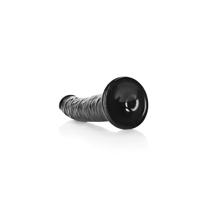 RealRock Realistic 8 Inch Slim Dildo with Suction Cup - Black