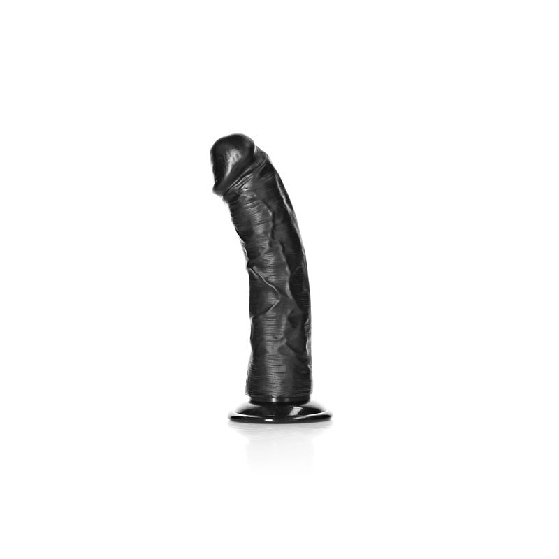 RealRock Realistic 6 Inch Curved Dildo with Suction Cup - Black