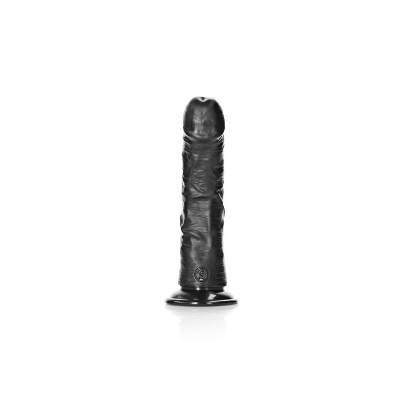 RealRock Realistic 6 Inch Curved Dildo with Suction Cup - Black