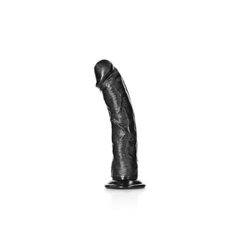 RealRock 7 Inch Realistic Regular Curved Dildo with Suction Cup - Black