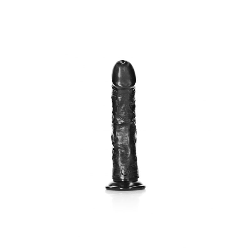 RealRock 7 Inch Realistic Regular Curved Dildo with Suction Cup - Black
