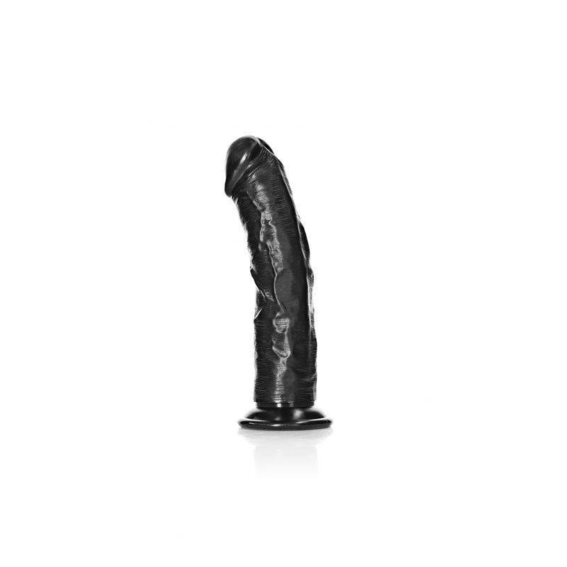 RealRock 7 Inch Realistic Regular Curved Dildo with Suction Cup - Black