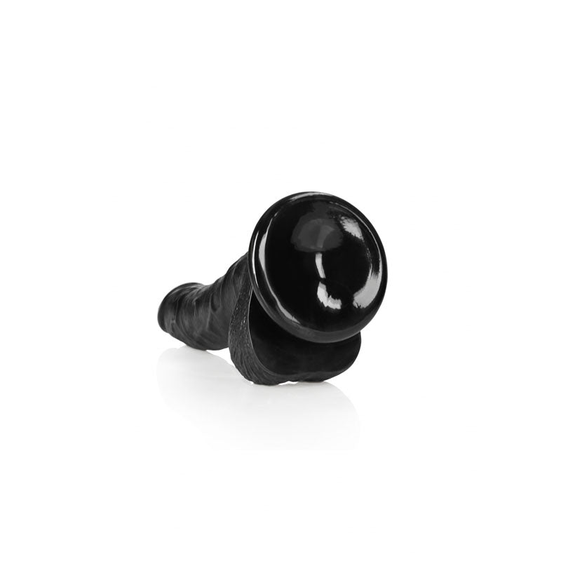 RealRock Realistic 7 Inch Regular Curved Dong with Balls - Black