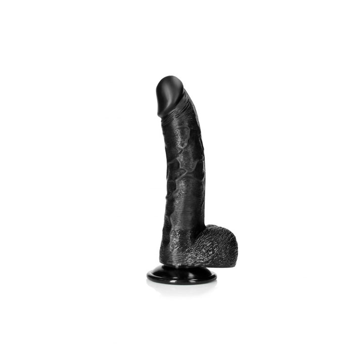 RealRock Realistic 8 Inch Curved Dong with Balls - Black