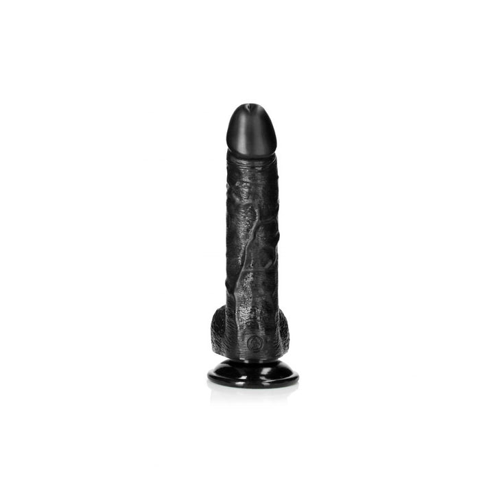 RealRock Realistic 8 Inch Curved Dong with Balls - Black