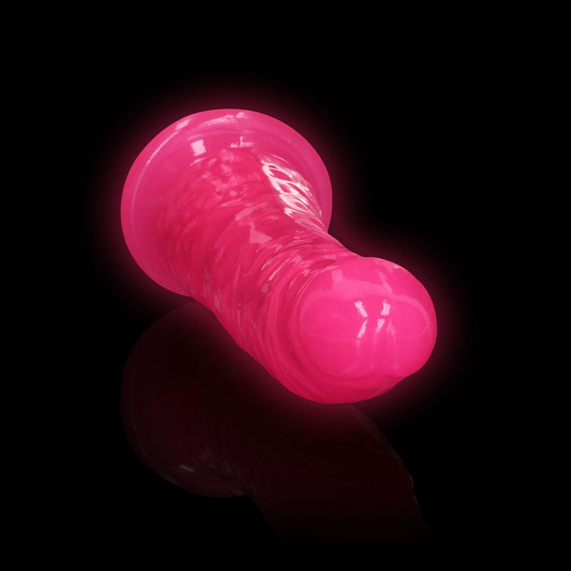RealRock 6 Inch Slim Glow in the Dark Neon Dildo - Pink