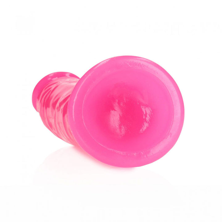 RealRock 6 Inch Slim Glow in the Dark Neon Dildo - Pink