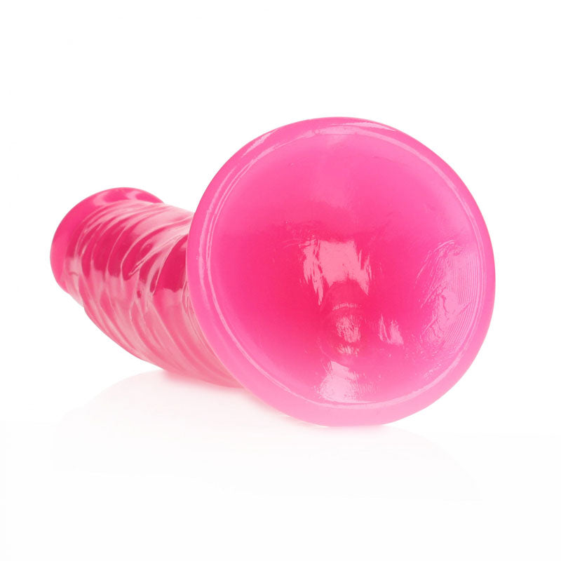 RealRock 7 Inch Slim Glow in the Dark Neon Dildo - Pink