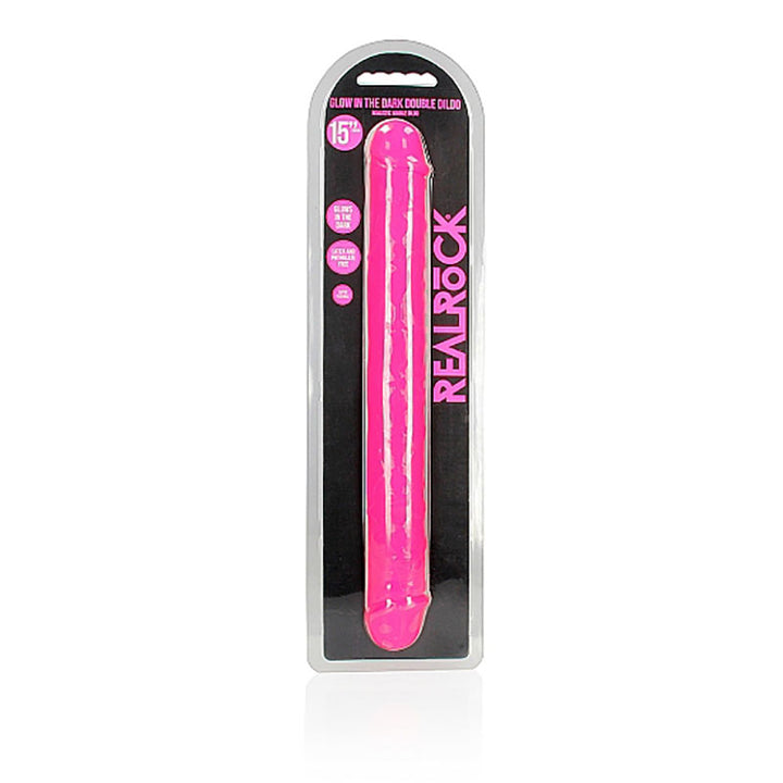 RealRock 15 Inch Glow in the Dark Double Dong - Pink