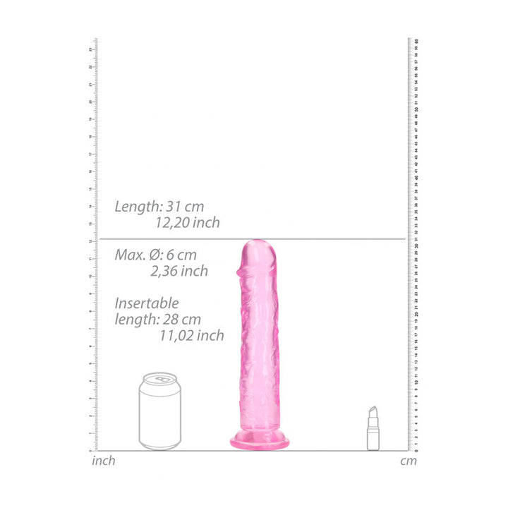 RealRock 11 Inch Straight Dildo - Pink
