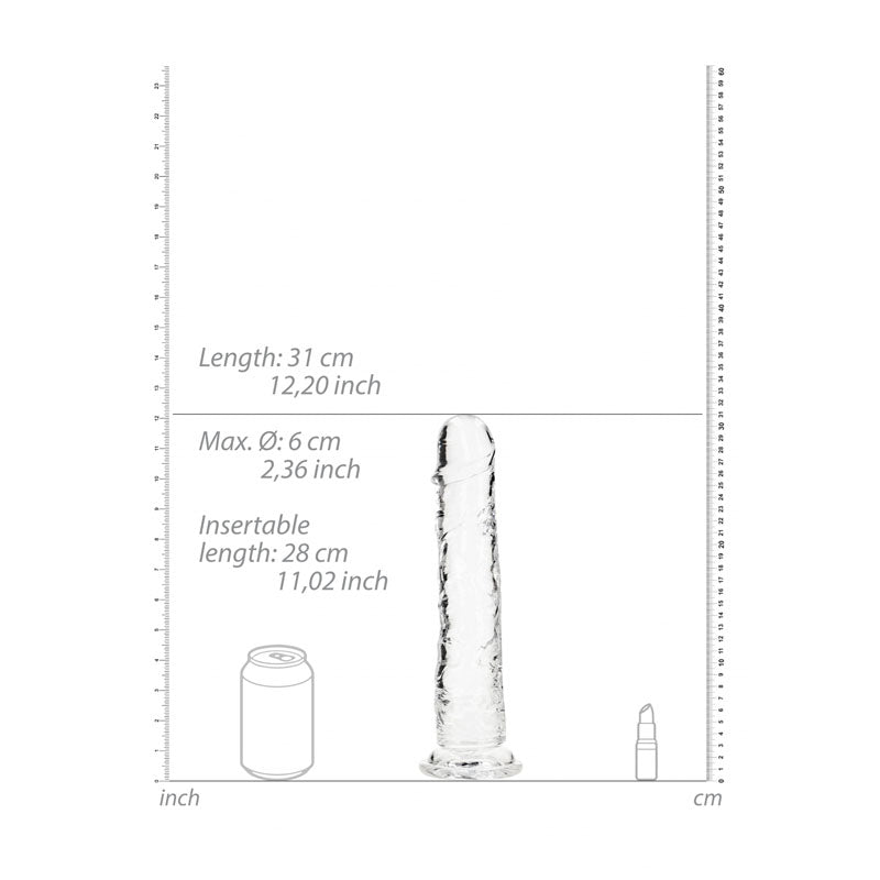 RealRock 11 Inch Straight Dildo - Clear