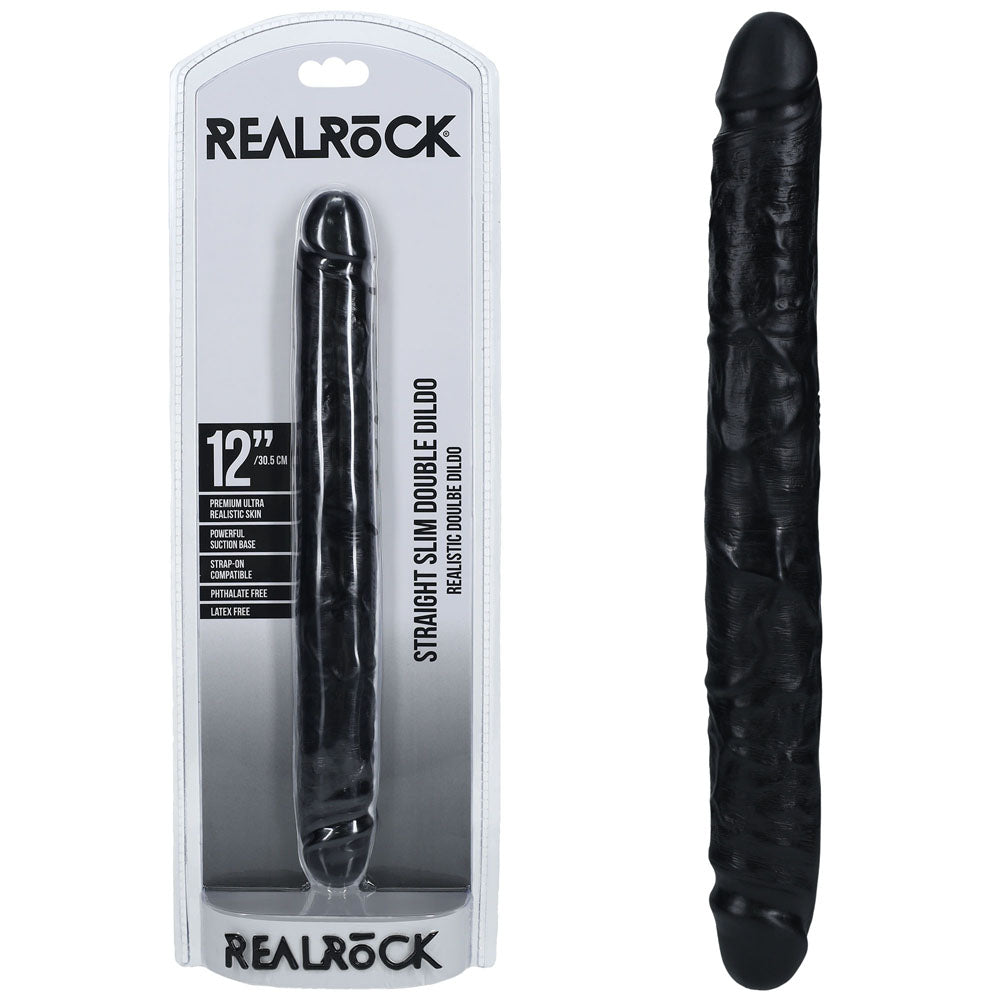 RealRock 12 Inch Slim Double Dildo - Black – Sex Toys Erotica