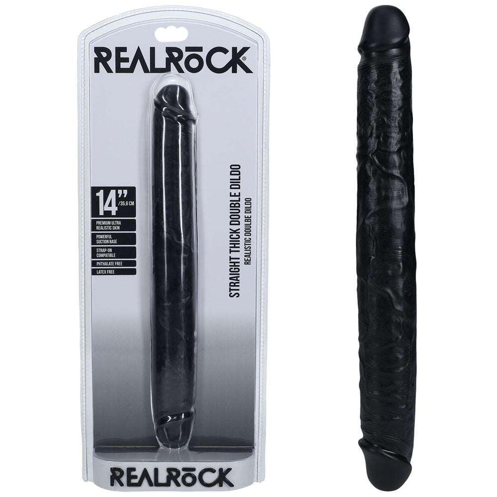 RealRock 14 Inch Thick Double Dildo - Black – Sex Toys Erotica