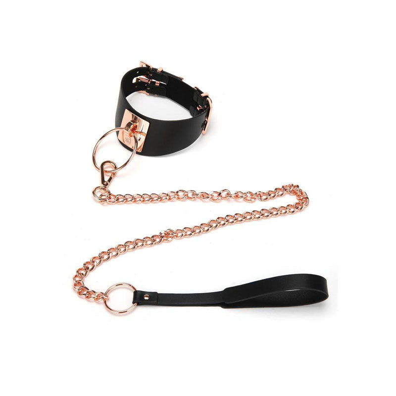 Secret Kisses Collar and Leash with Rose Gold Chain