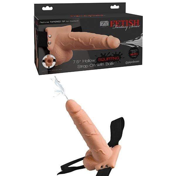 Fetish Fantasy Series 7.5 Inch Hollow Squirting Strap-On with Balls - Flesh