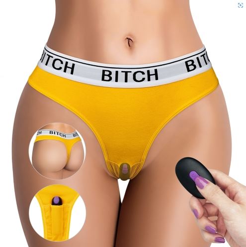 Ingen Remote Control Bitch Vibrating Panties – M – Yellow & White