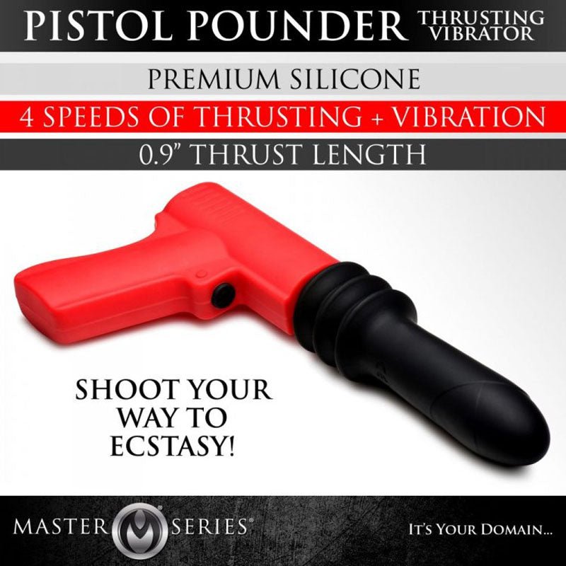 Master Series Pistol Pounder Thrusting Vibrator with Gun Handle - Black/Red