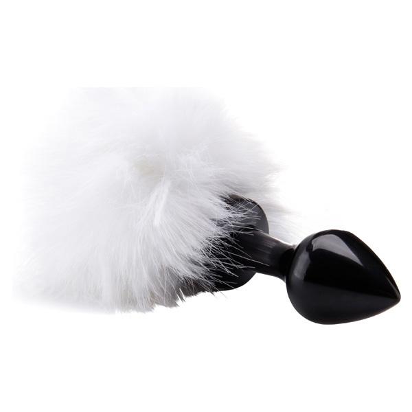 Ouch! Beginner Bunny Tail Butt Plug - Black Butt Plug with Fluffy Tail