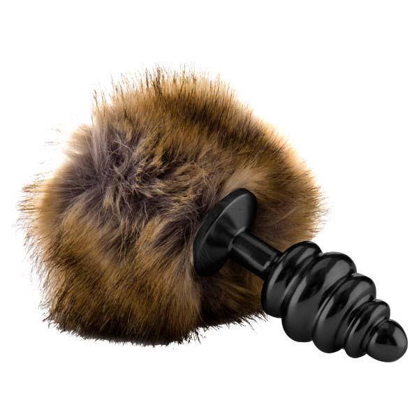 Ouch! Extra Feel Bunny Tail Buttplug - Black Butt Plug with Fluffy Tail