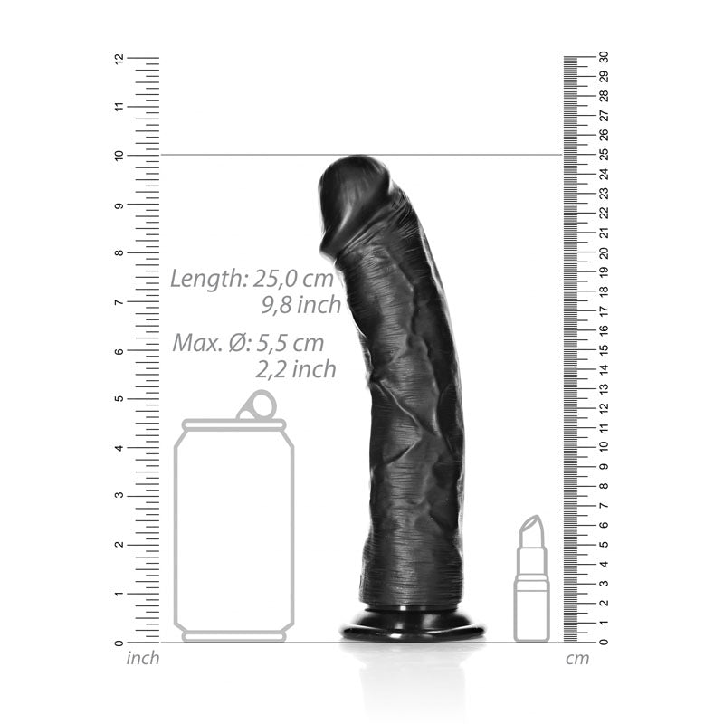 RealRock Realistic 9 Inch Curved Dildo with Suction Cup - Black