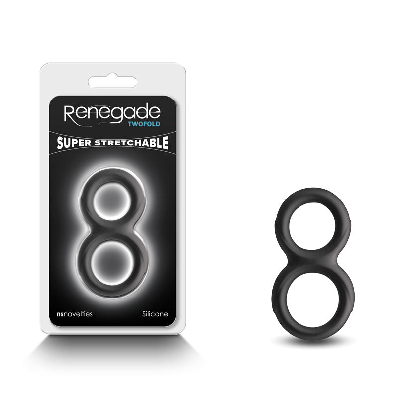 Renegade Twofold Cock & Balls Rings - Black 