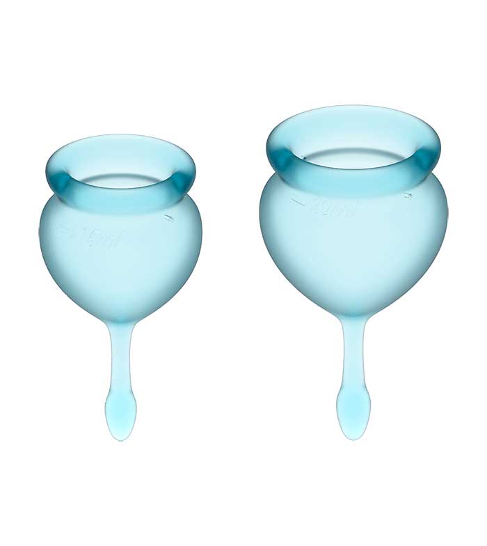 Satisfyer Feel Good - Light Blue Silicone Menstrual Cups - Set of 2
